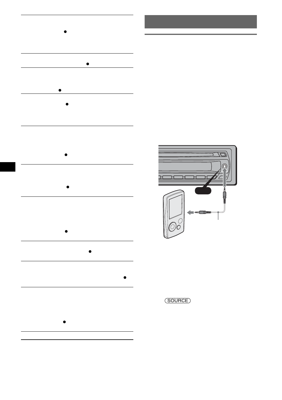 Uso de un equipo opcional, Equipo de audio auxiliar | Sony CDX-M10 User Manual | Page 50 / 116