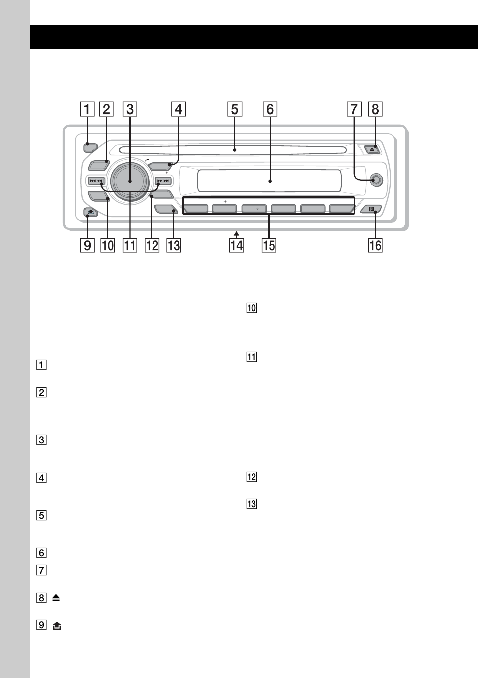 Bedieningselementen en algemene handelingen, Hoofdeenheid | Sony CDX-M10 User Manual | Page 82 / 116