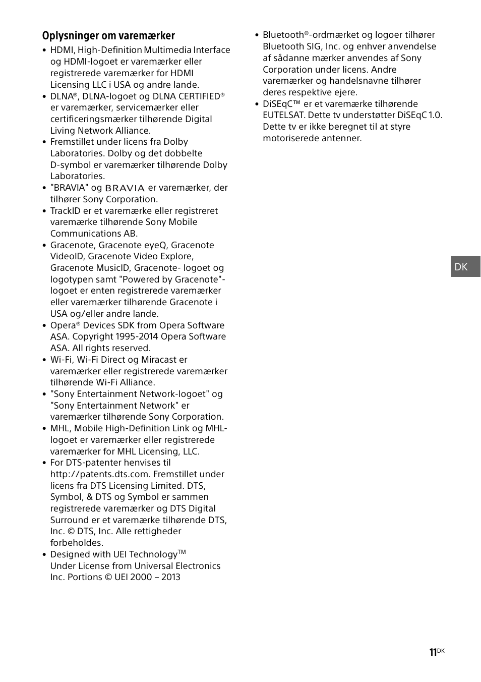Oplysninger om varemærker | Sony KDL-55W829B User Manual | Page 109 / 256