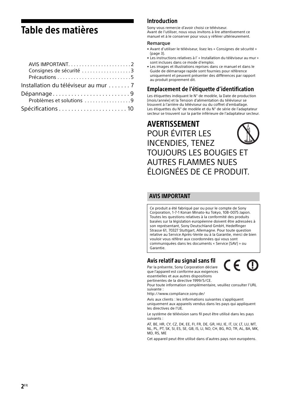Sony KDL-55W829B User Manual | Page 14 / 256