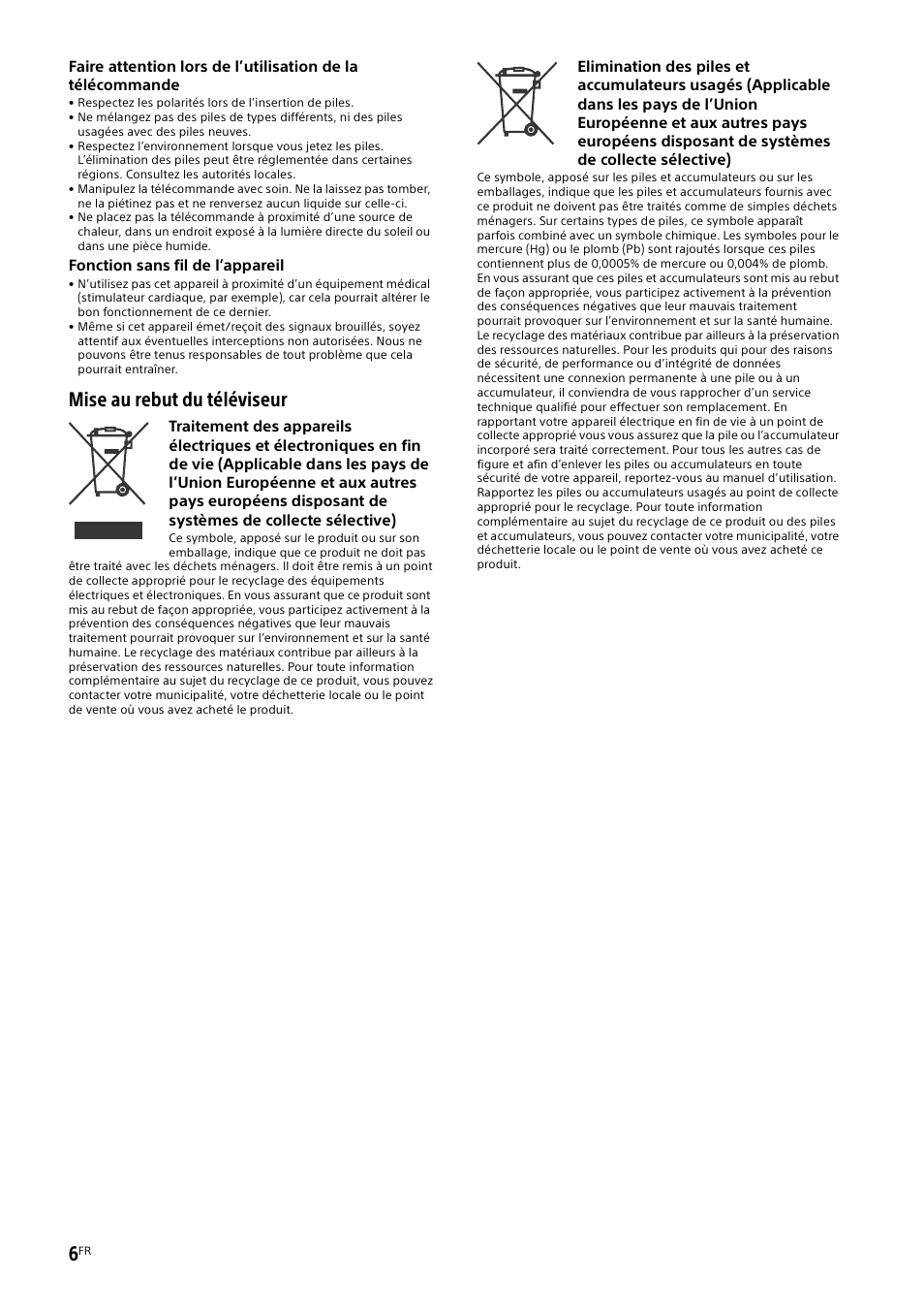 Mise au rebut du téléviseur | Sony KDL-55W829B User Manual | Page 18 / 256