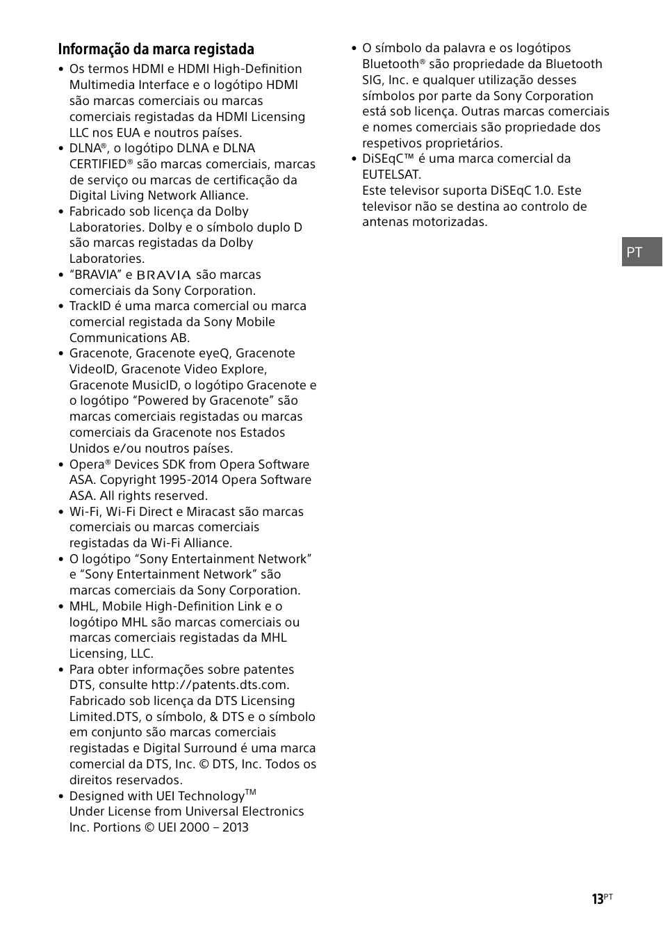 Informação da marca registada | Sony KDL-55W829B User Manual | Page 73 / 256