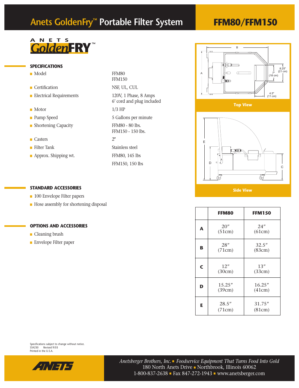 Portable filter system | Anetsberger Brothers FFM150 User Manual | Page 2 / 2