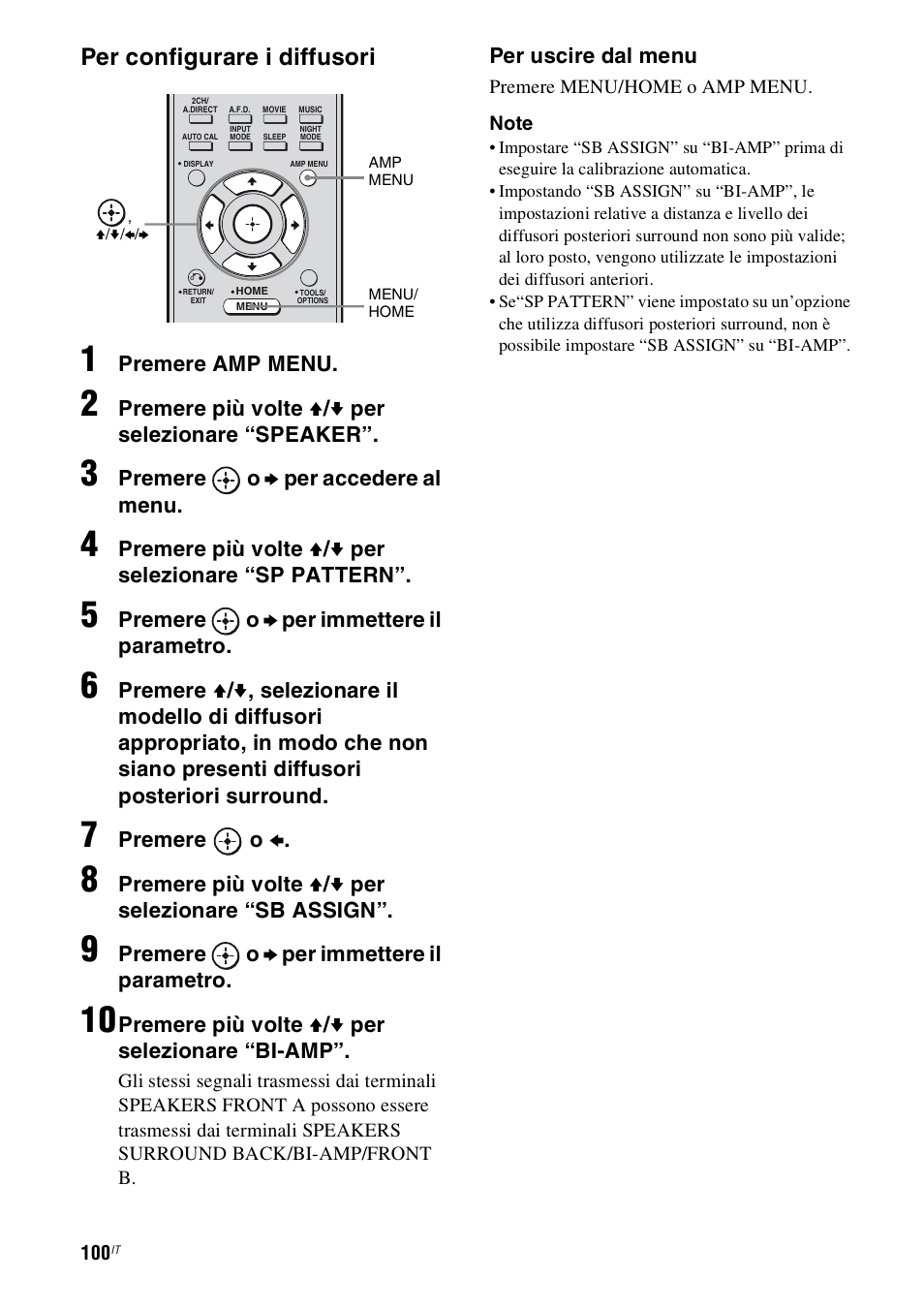 Per configurare i diffusori | Sony STR-DH800 User Manual | Page 100 / 252