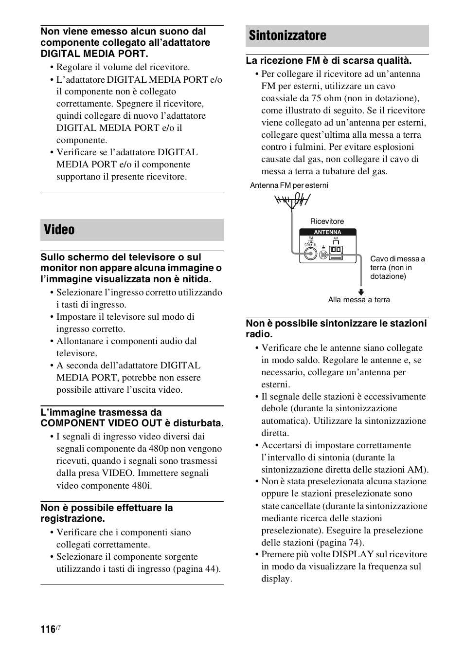 Video sintonizzatore | Sony STR-DH800 User Manual | Page 116 / 252