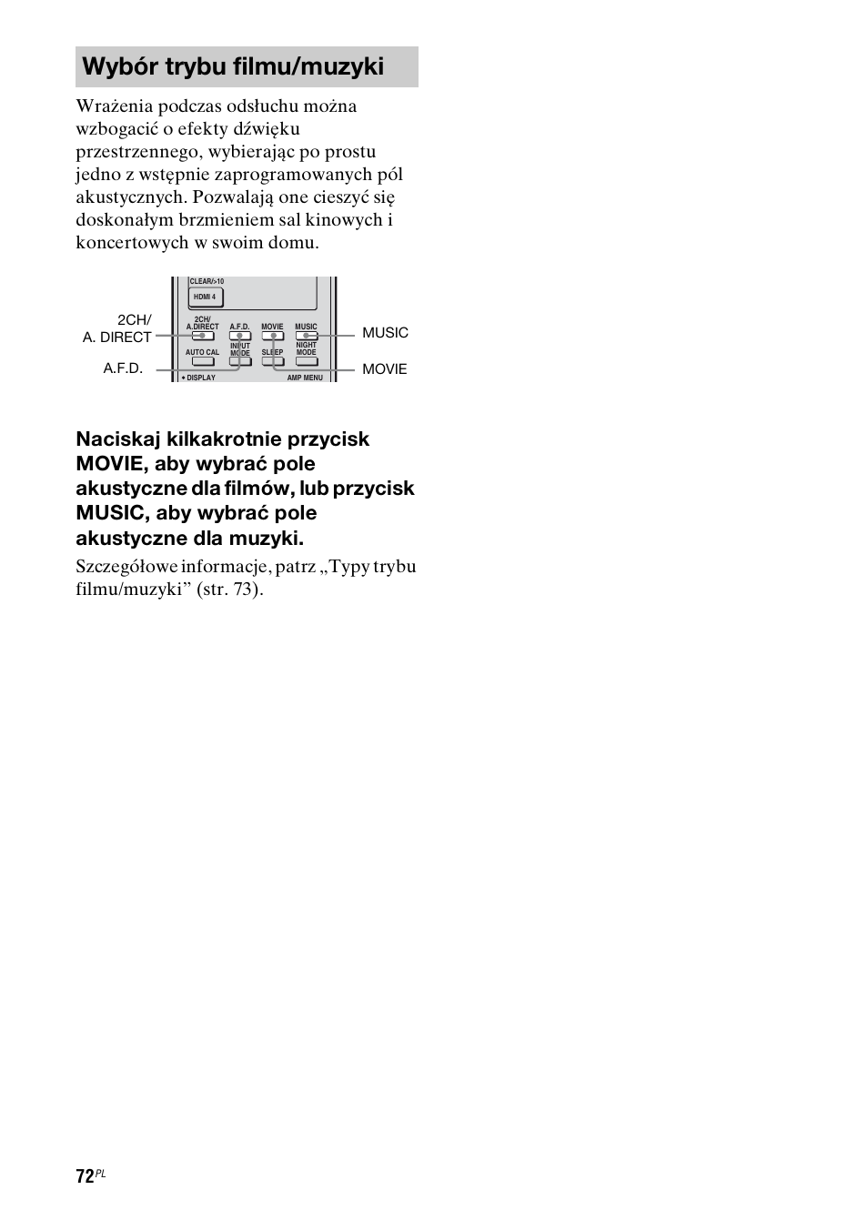 Wybór trybu filmu/muzyki | Sony STR-DH800 User Manual | Page 194 / 252