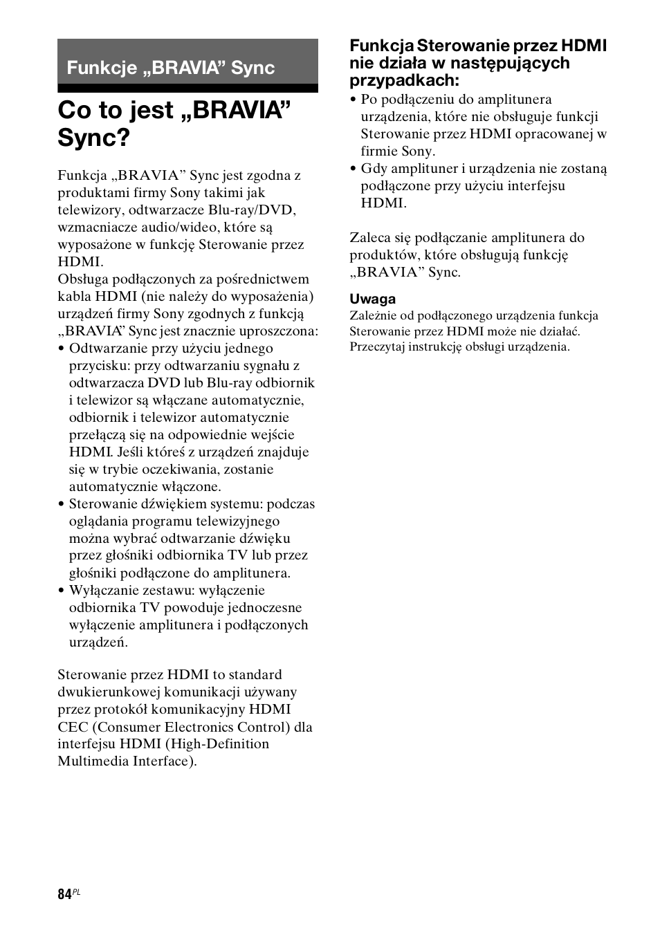 Funkcje „bravia” sync, Co to jest „bravia” sync | Sony STR-DH800 User Manual | Page 206 / 252