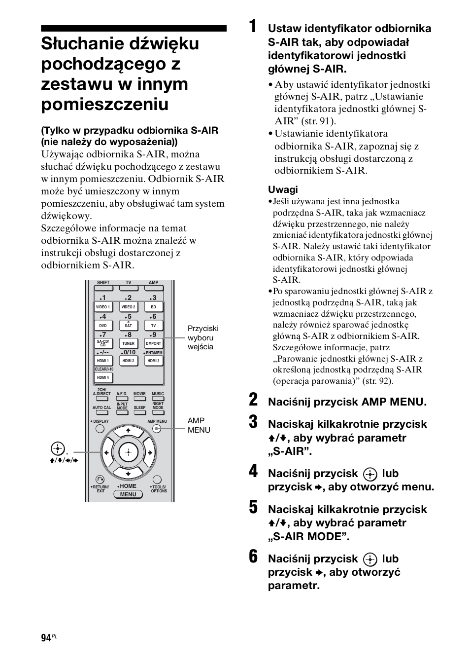 Słuchanie dźwięku pochodzącego z, Zestawu w innym pomieszczeniu, Naciśnij przycisk amp menu | Sony STR-DH800 User Manual | Page 216 / 252