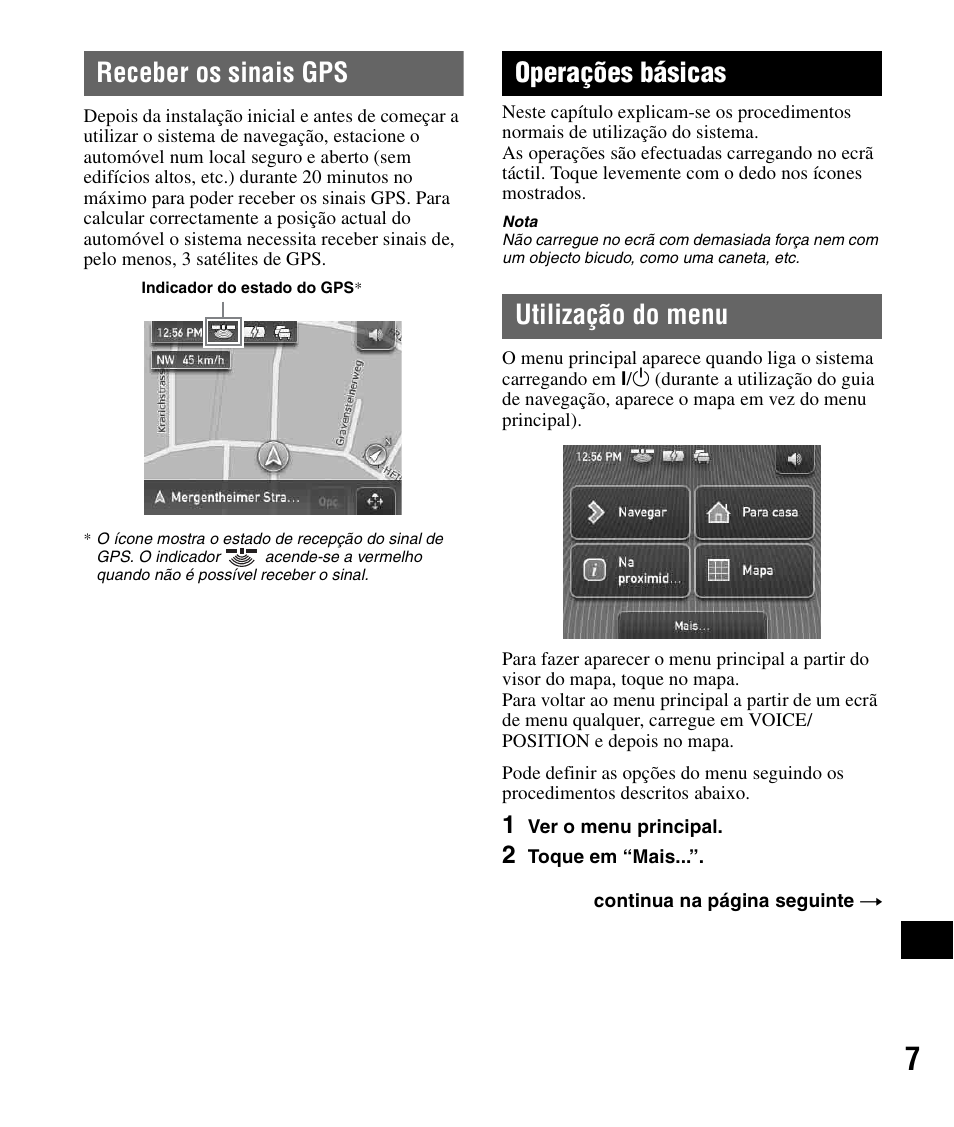 Receber os sinais gps, Operações básicas, Utilização do menu | Sony NV-U51F User Manual | Page 135 / 148