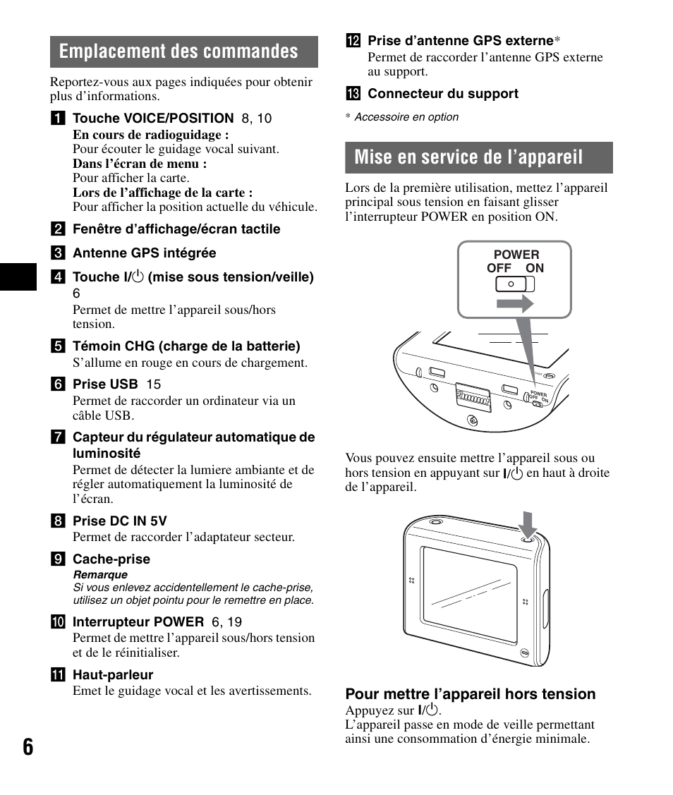 Emplacement des commandes, Mise en service de l’appareil | Sony NV-U51F User Manual | Page 42 / 148