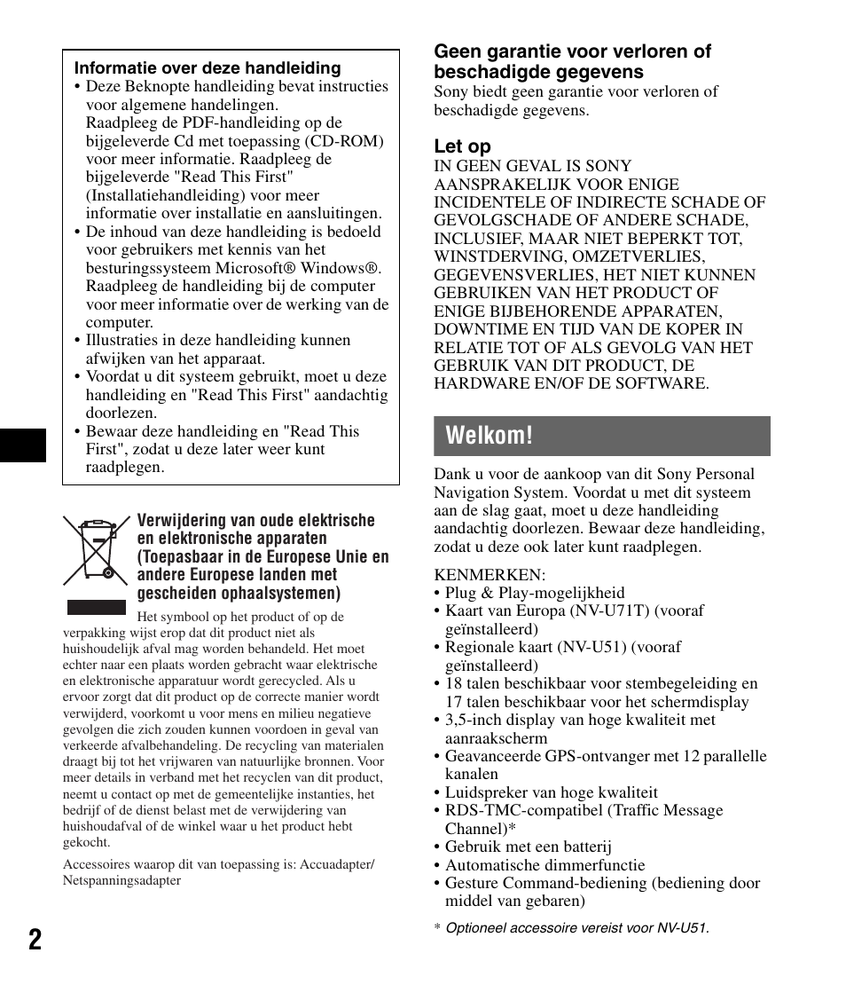 Welkom | Sony NV-U51F User Manual | Page 56 / 148