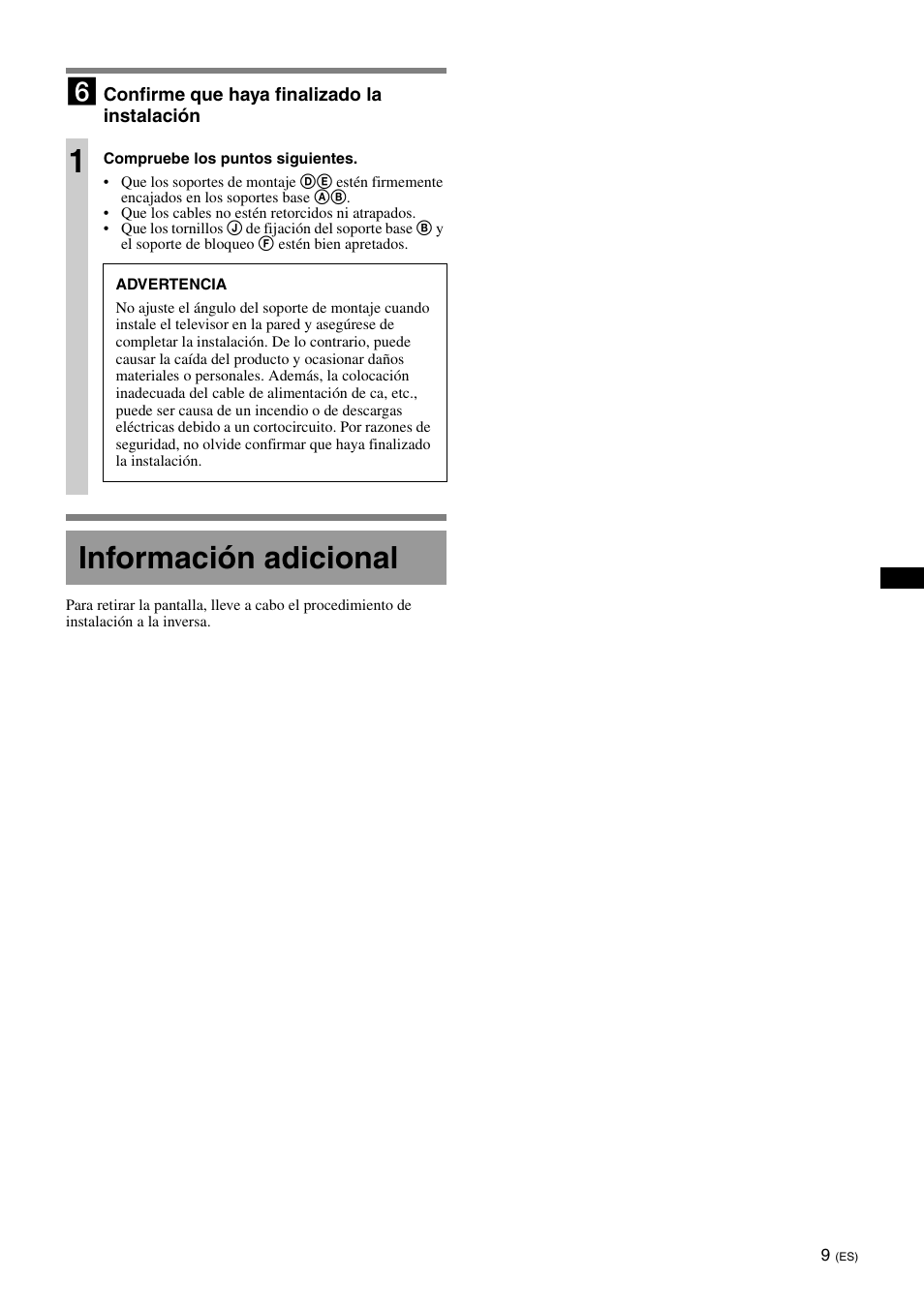 Información adicional | Sony SU-WL700 User Manual | Page 23 / 68