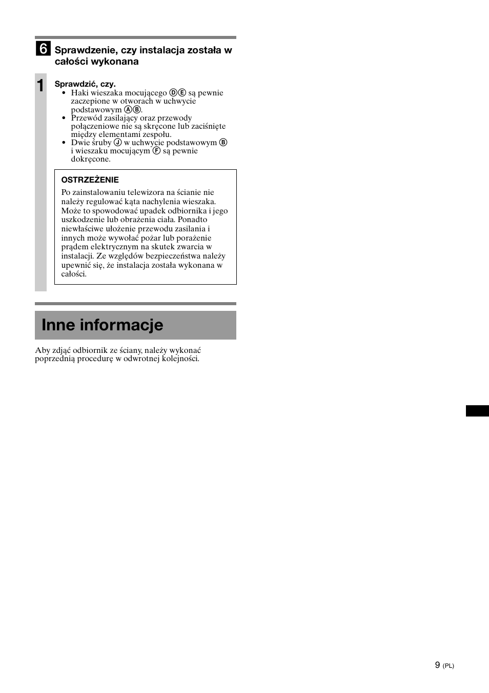 Inne informacje | Sony SU-WL700 User Manual | Page 63 / 68