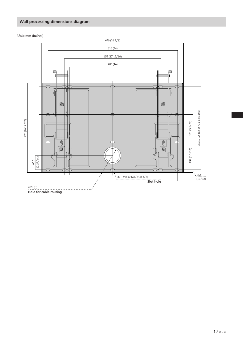 Wall processing dimensions diagram | Sony SU-PW3M User Manual | Page 17 / 116