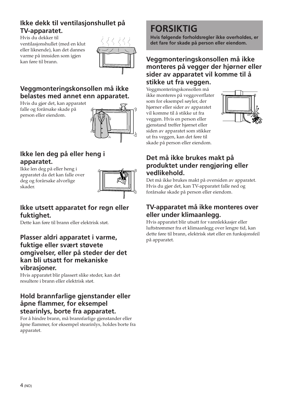 Forsiktig | Sony SU-PW3M User Manual | Page 68 / 116