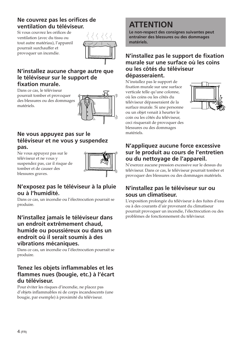 Attention | Sony SU-PW3M User Manual | Page 84 / 116