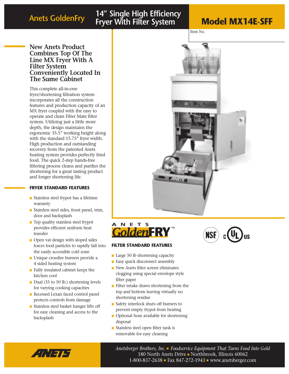 Anetsberger Brothers MX14E-SFF User Manual | 2 pages