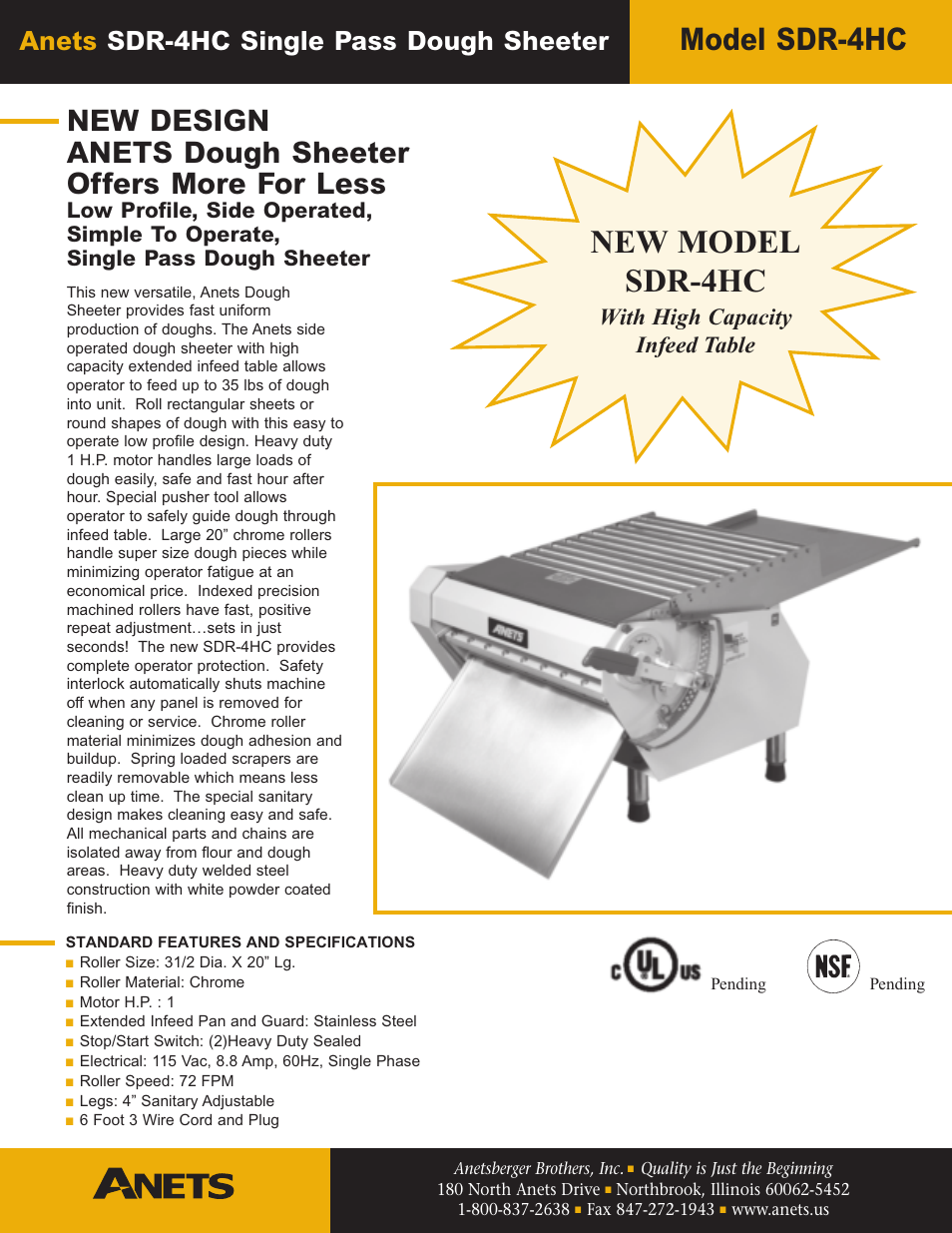 Anetsberger Brothers SDR-4HC User Manual | 1 page