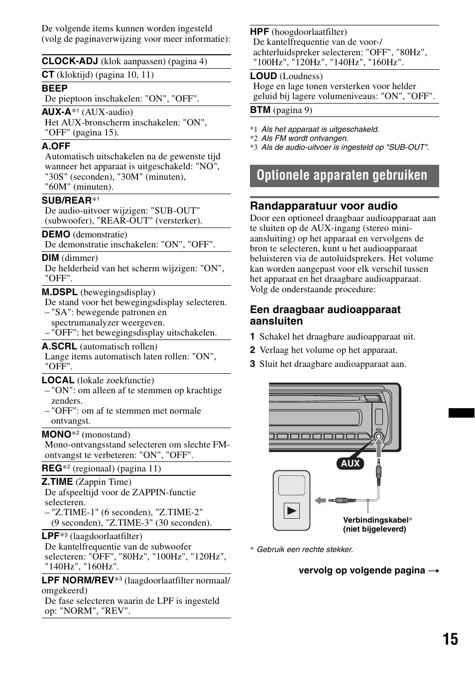 Optionele apparaten gebruiken, Randapparatuur voor audio | Sony CDX-GT434U User Manual | Page 101 / 112