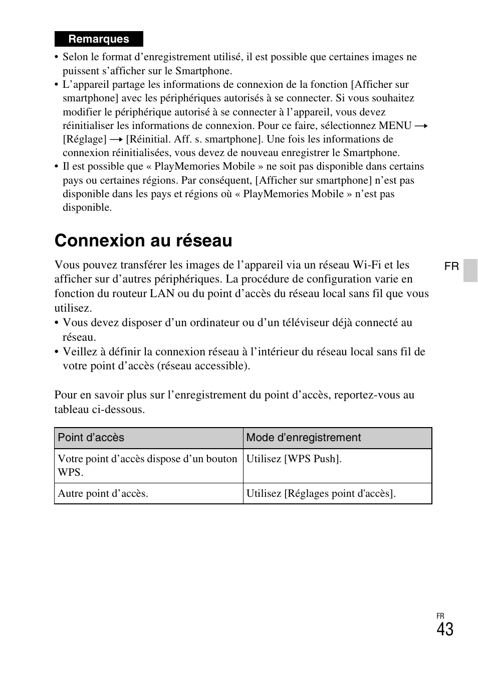 Connexion au réseau | Sony NEX-6L User Manual | Page 105 / 627