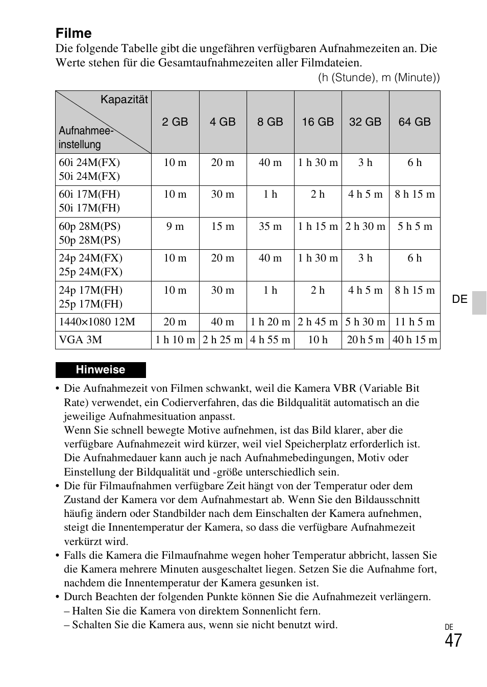 Filme | Sony NEX-6L User Manual | Page 175 / 627