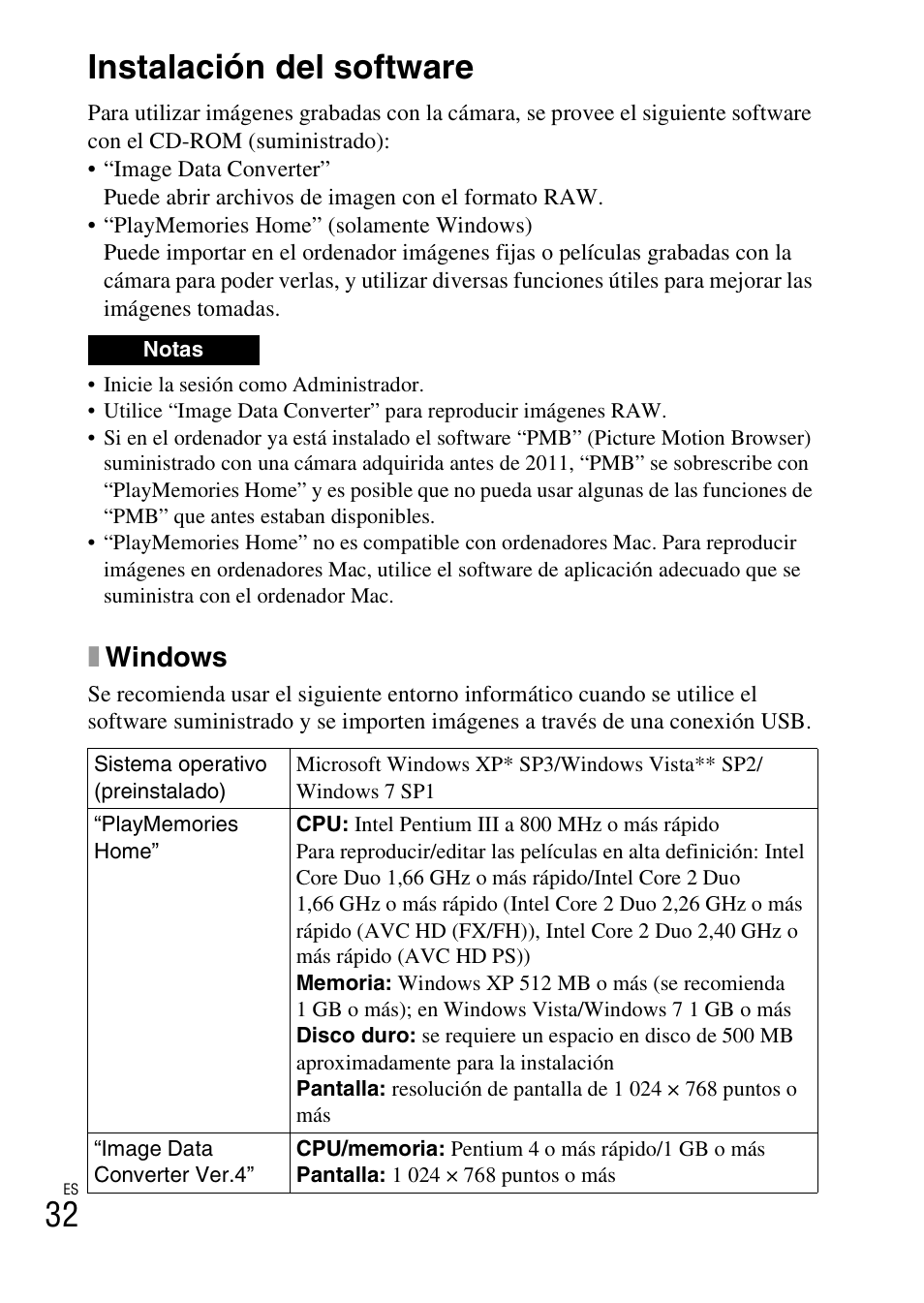 Importación de imágenes en el ordenador, Instalación del software, Xwindows | Sony NEX-6L User Manual | Page 224 / 627