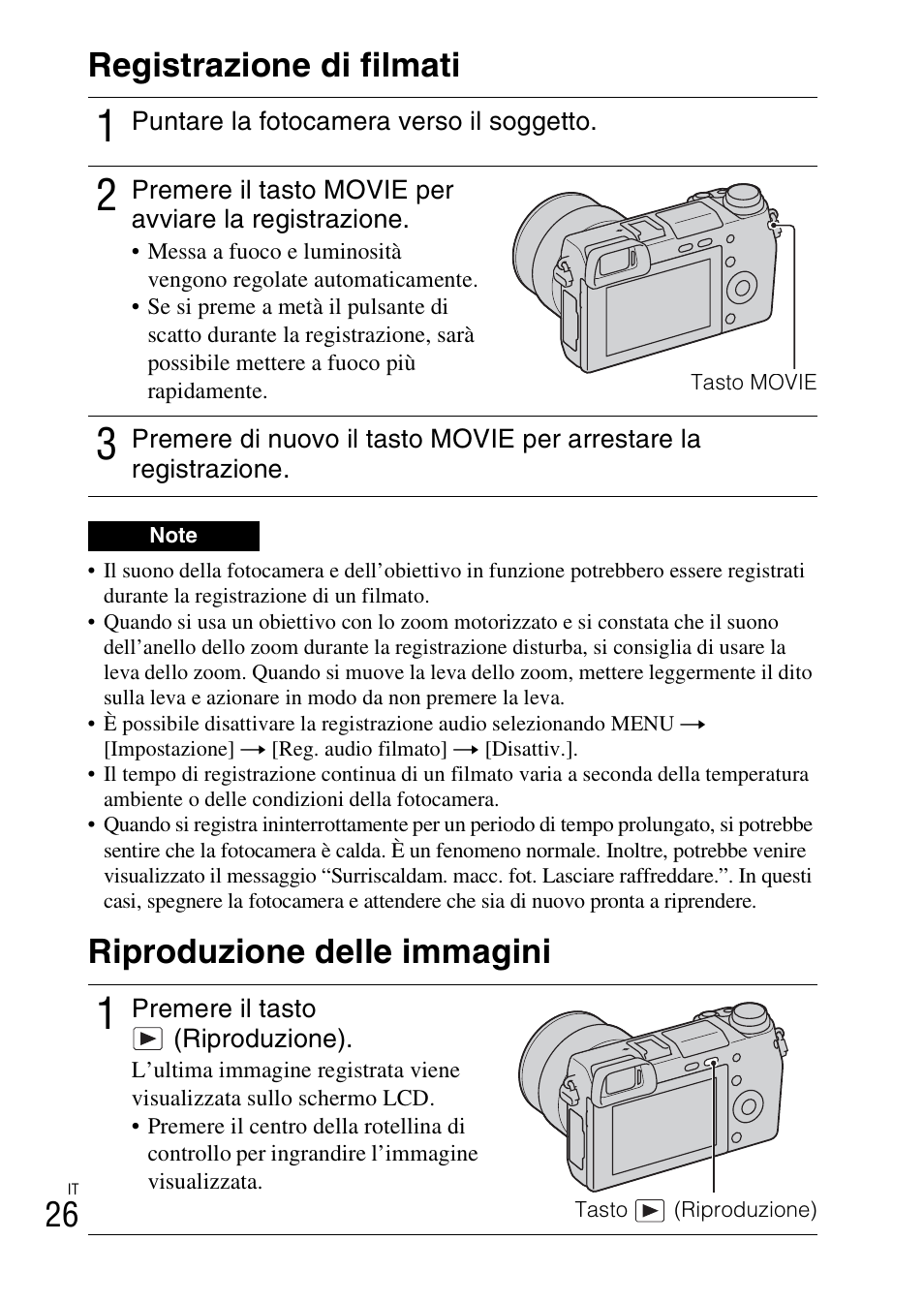 Registrazione di filmati, Riproduzione delle immagini, Ovie (26) | 26 registrazione di filmati | Sony NEX-6L User Manual | Page 278 / 627