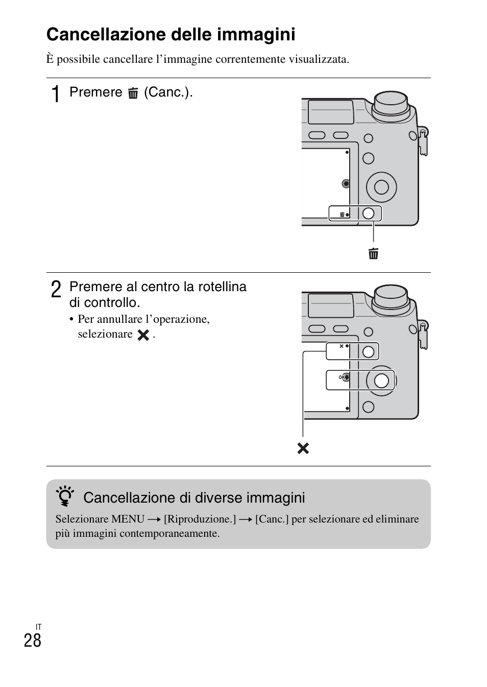 28 cancellazione delle immagini | Sony NEX-6L User Manual | Page 280 / 627