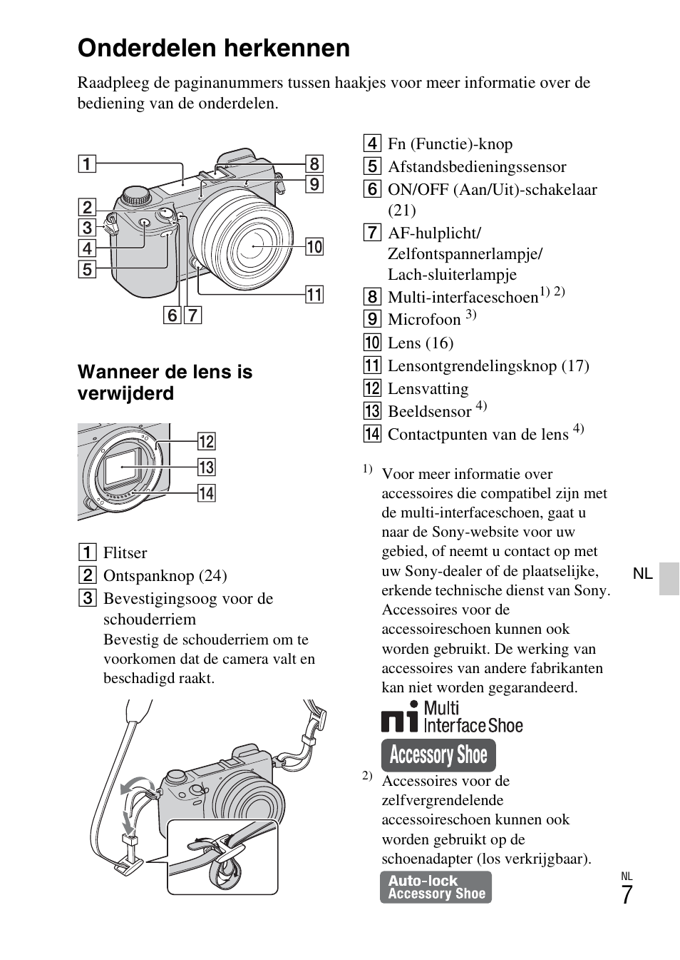 Onderdelen herkennen, Wanneer de lens is verwijderd | Sony NEX-6L User Manual | Page 385 / 627