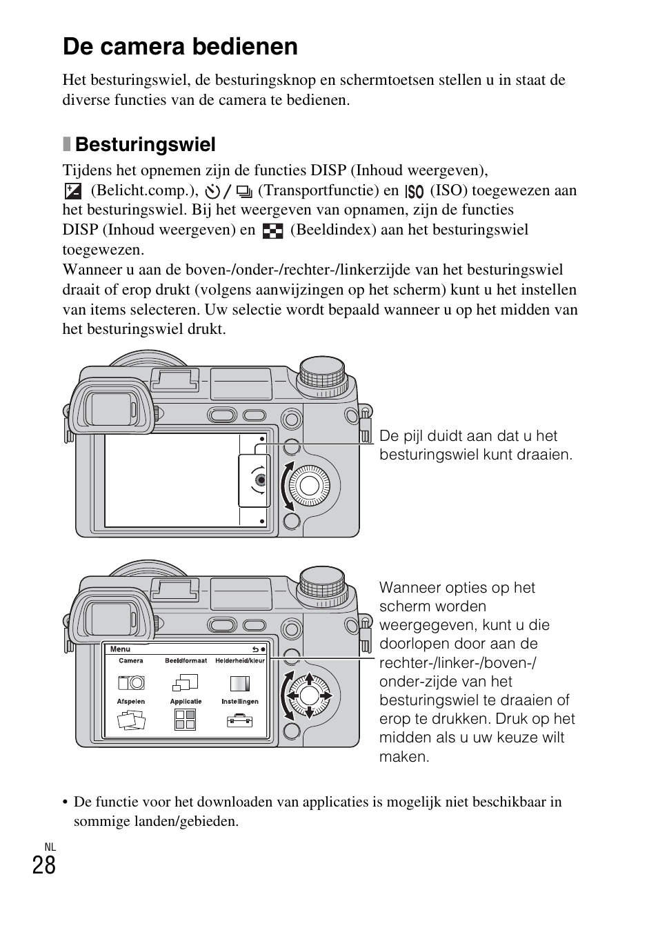 De camera bedienen, 28 de camera bedienen, Xbesturingswiel | Sony NEX-6L User Manual | Page 406 / 627