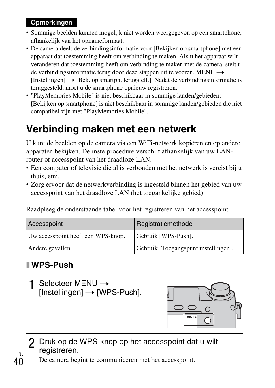 Verbinding maken met een netwerk, Xwps-push | Sony NEX-6L User Manual | Page 418 / 627