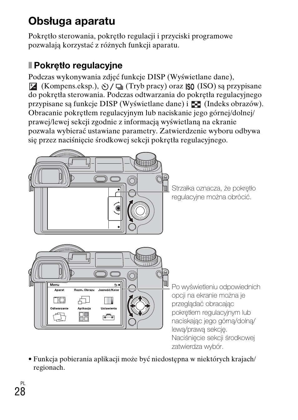 Obsługa aparatu, 28 obsługa aparatu, Xpokrętło regulacyjne | Sony NEX-6L User Manual | Page 466 / 627