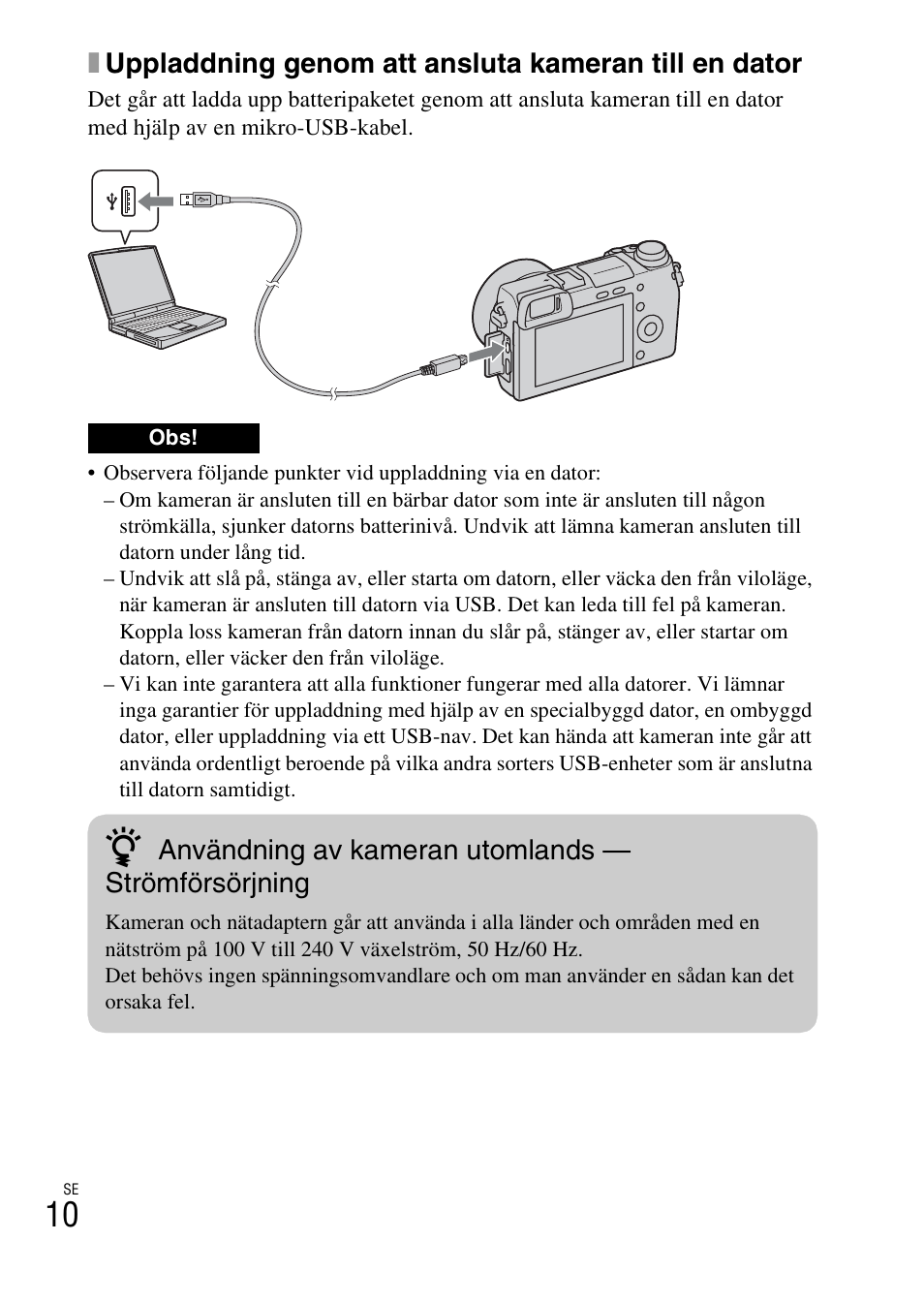 Användning av kameran utomlands — strömförsörjning | Sony NEX-6L User Manual | Page 510 / 627