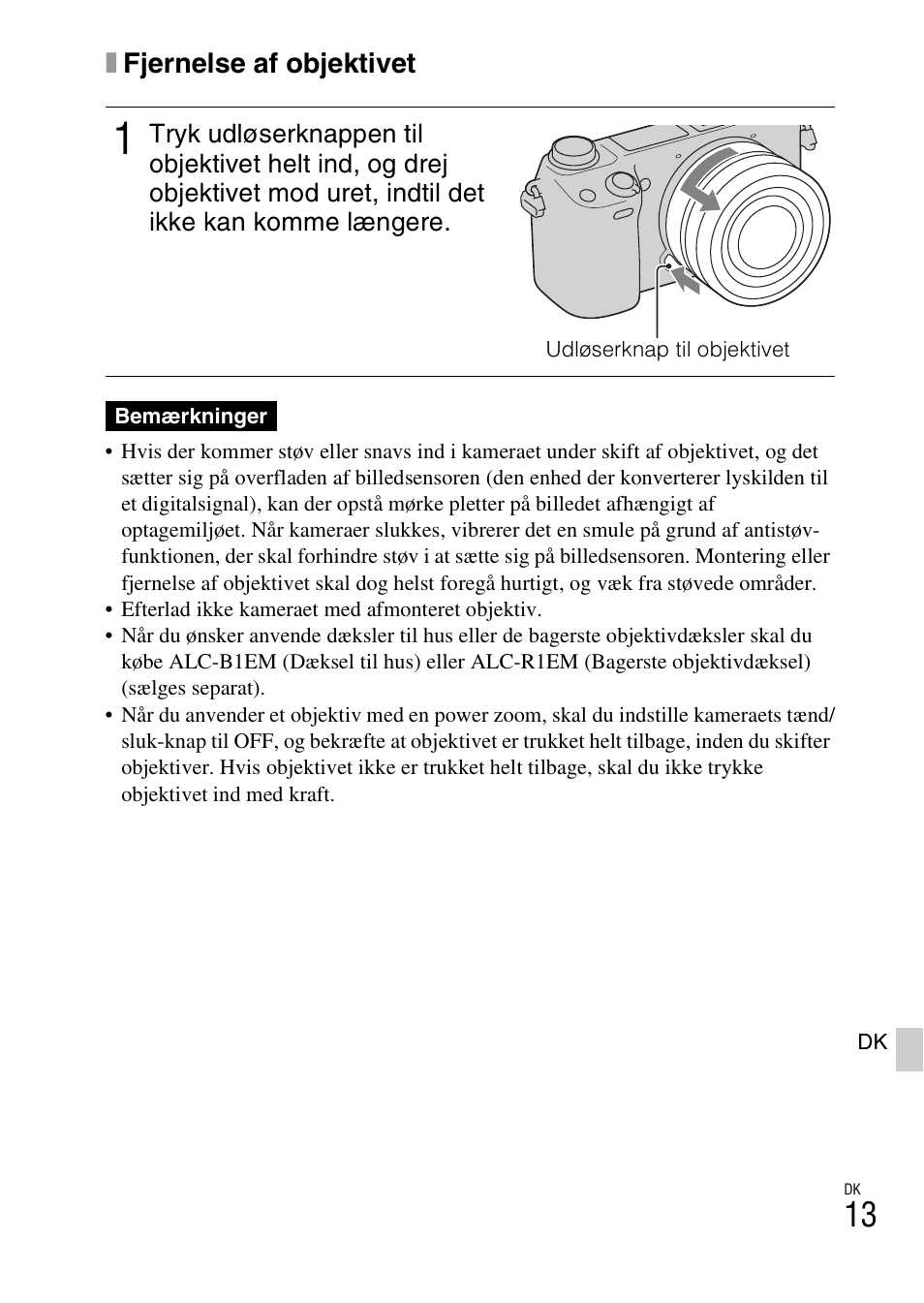 Xfjernelse af objektivet | Sony NEX-6L User Manual | Page 603 / 627