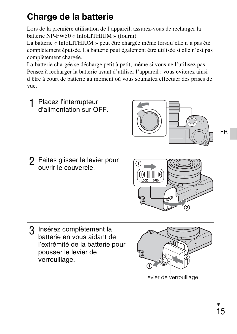 Charge de la batterie | Sony NEX-6L User Manual | Page 77 / 627