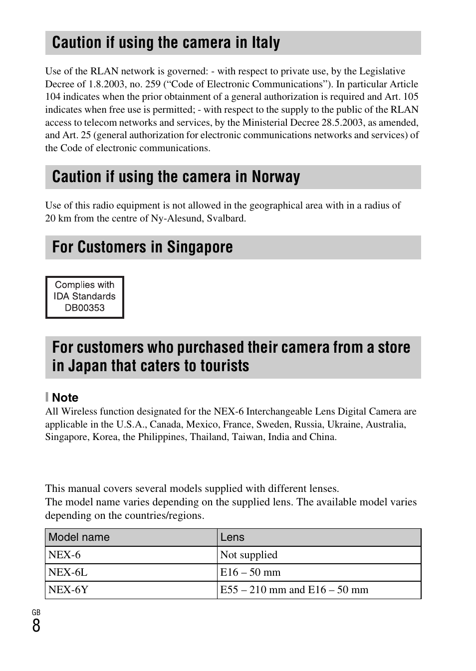 Sony NEX-6L User Manual | Page 8 / 627