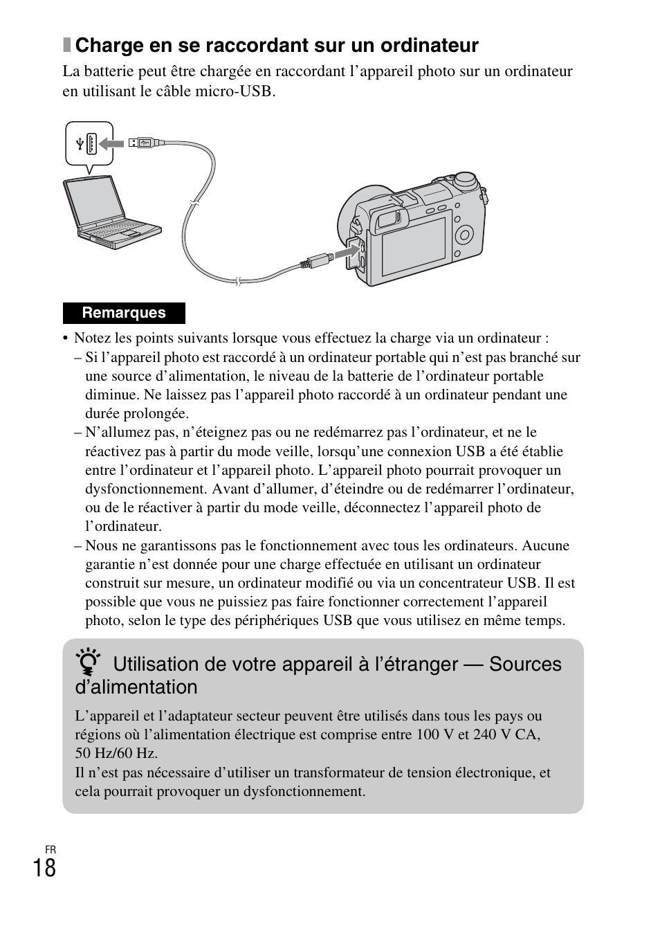 Xcharge en se raccordant sur un ordinateur | Sony NEX-6L User Manual | Page 80 / 627