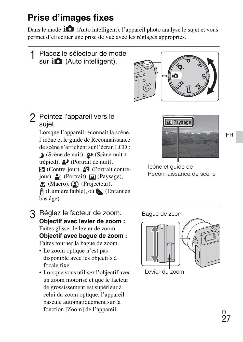 Maîtriser les fonctions de base, Prise d’images fixes | Sony NEX-6L User Manual | Page 89 / 627