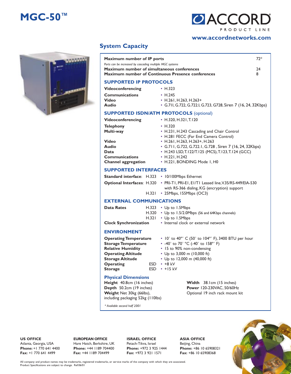 Mgc-50, System capacity | Accordance Systems MGC-50 User Manual | Page 2 / 2