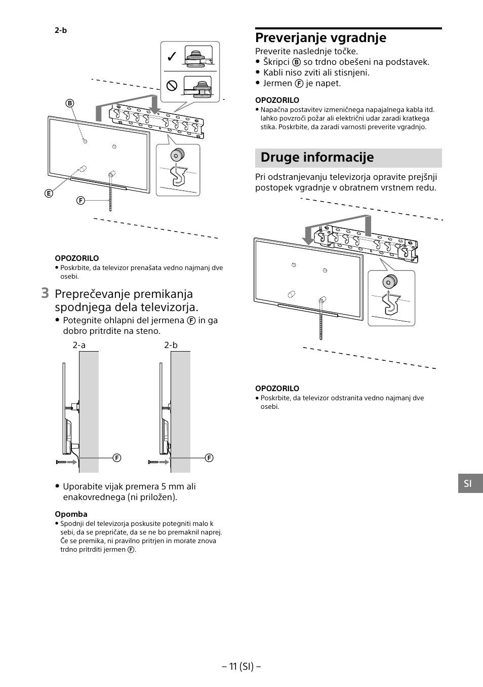 Preverjanje vgradnje, Druge informacije | Sony KDL-55W805B User Manual | Page 276 / 321