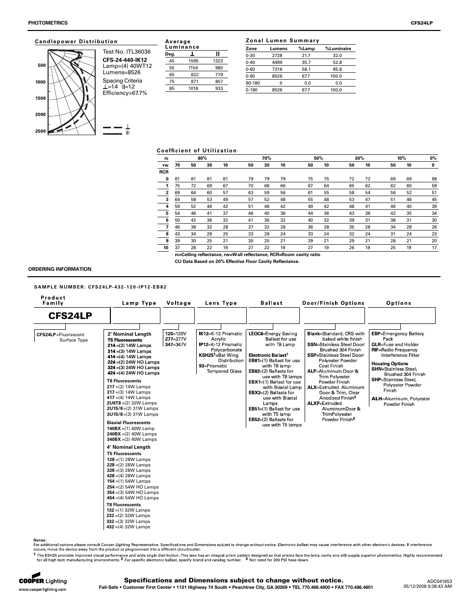 Cfs24lp | Cooper Lighting CFS24LP User Manual | Page 2 / 2