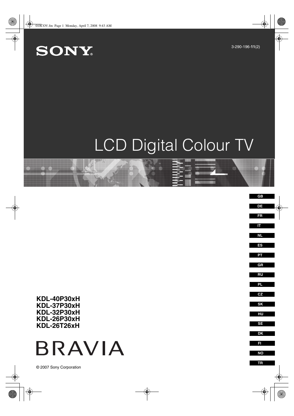 Sony KDL-40P300H User Manual | 84 pages