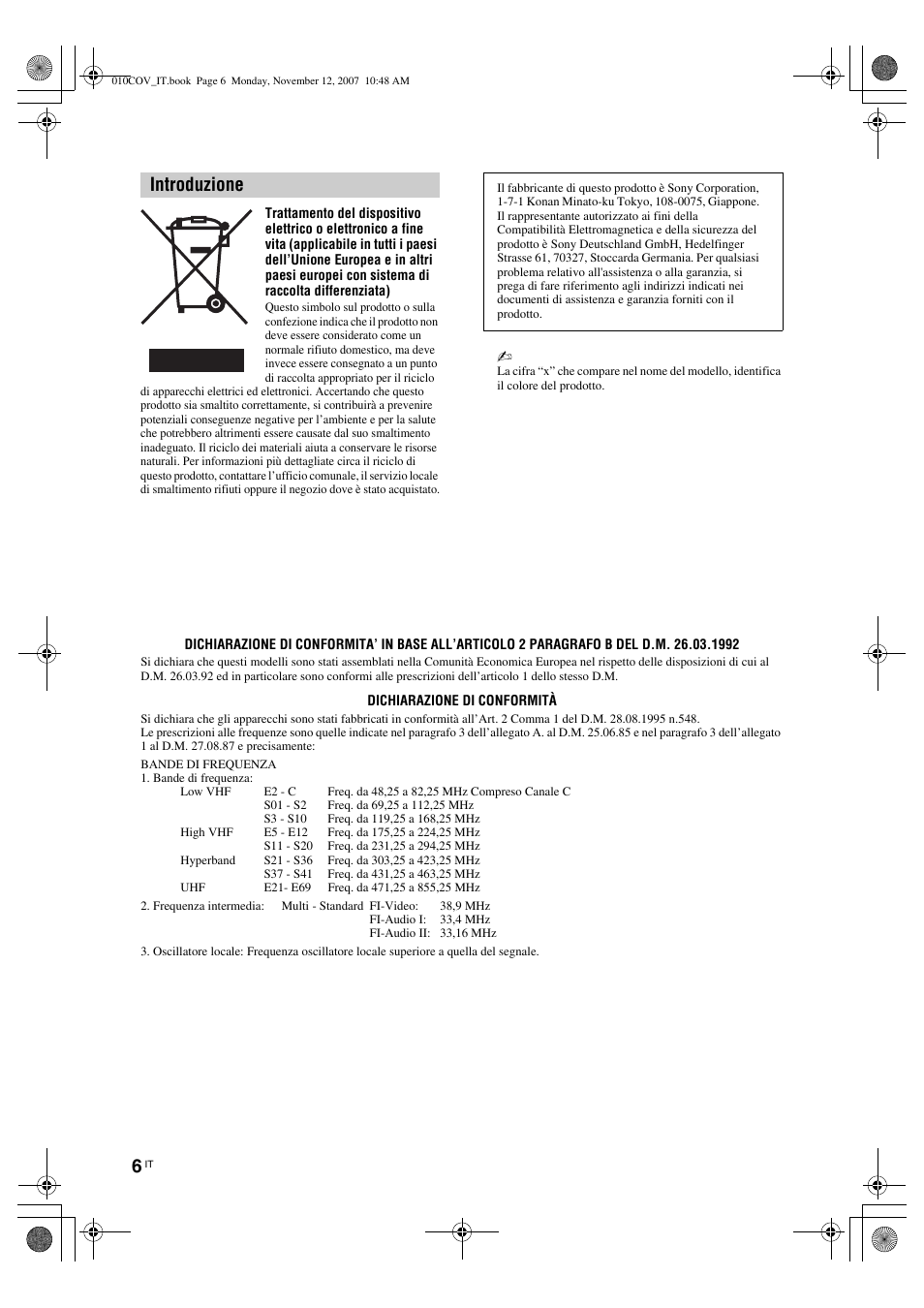 Introduzione | Sony KDL-40P300H User Manual | Page 20 / 84