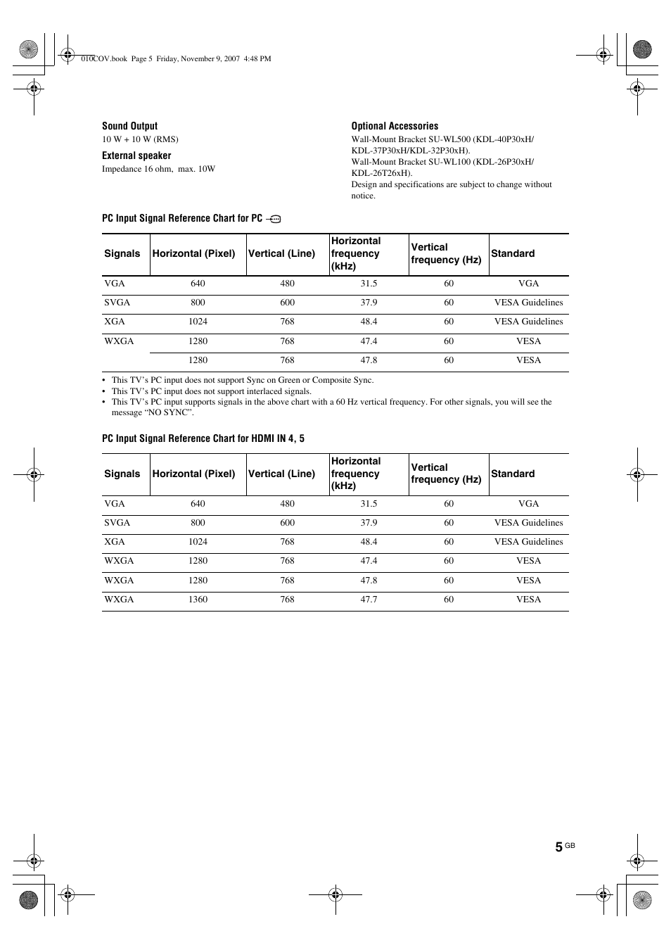 Sony KDL-40P300H User Manual | Page 5 / 84