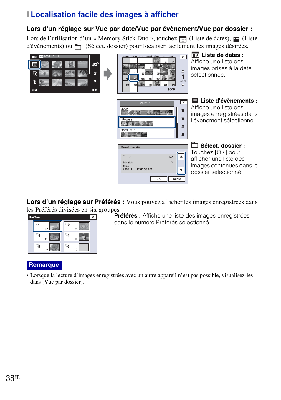 Xlocalisation facile des images à afficher | Sony DSC-T90 User Manual | Page 38 / 120