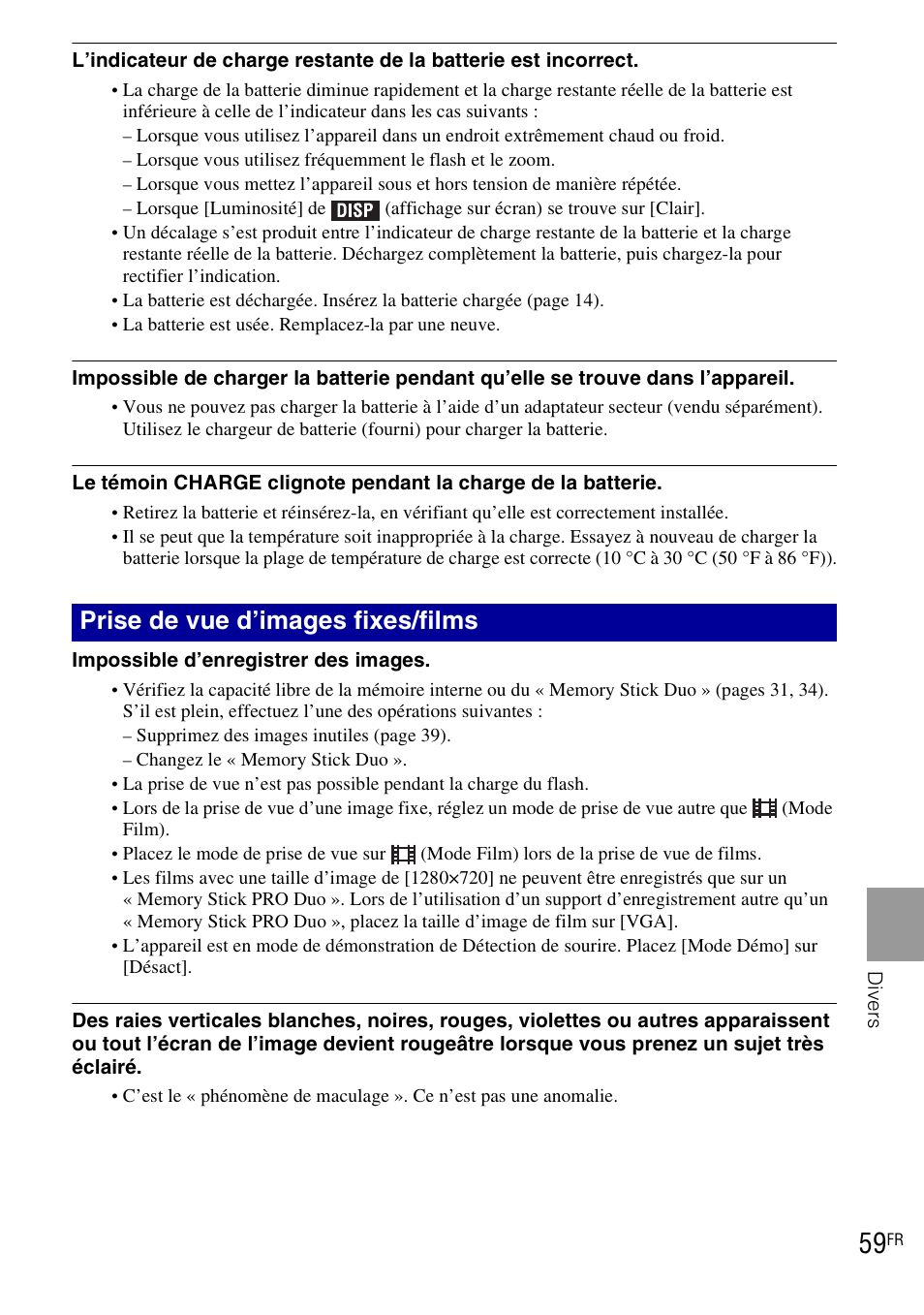 Prise de vue d’images fixes/films | Sony DSC-T90 User Manual | Page 59 / 120