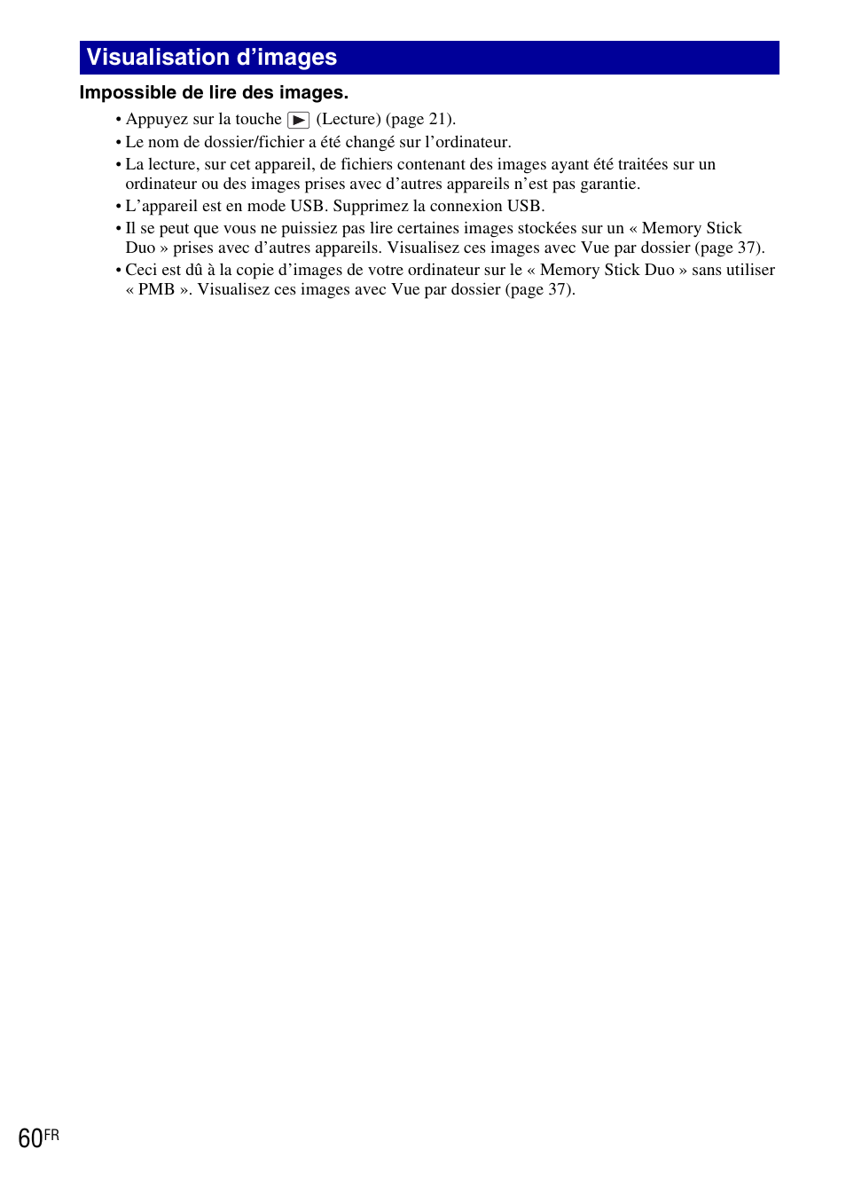 Visualisation d’images | Sony DSC-T90 User Manual | Page 60 / 120
