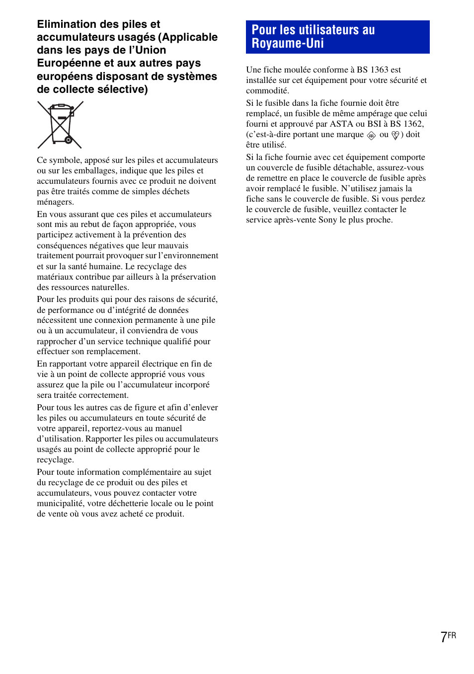 Pour les utilisateurs au royaume-uni | Sony DSC-T90 User Manual | Page 7 / 120