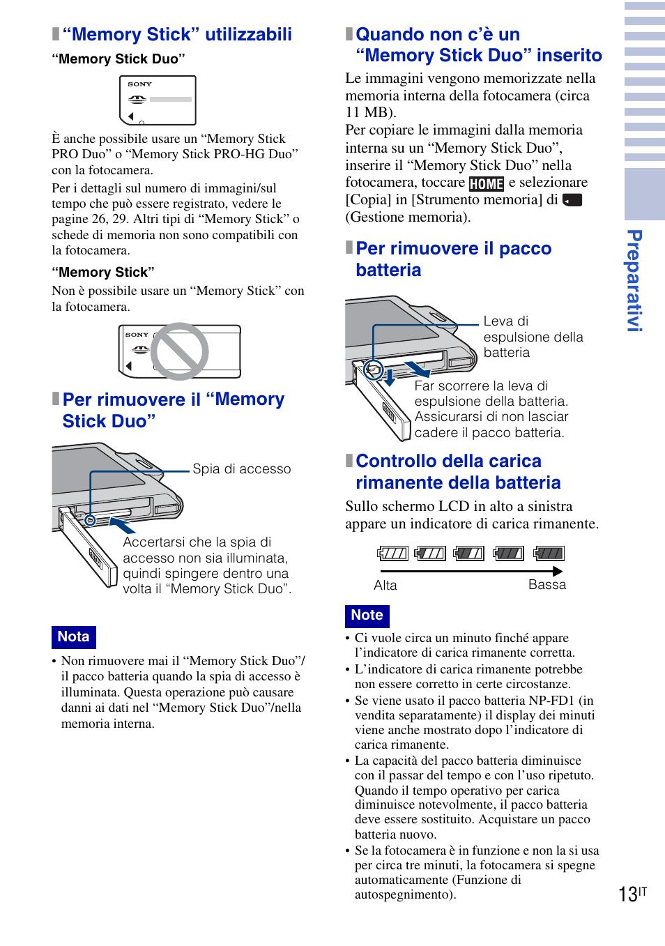 Pr eparat ivi 13 | Sony DSC-T90 User Manual | Page 75 / 120