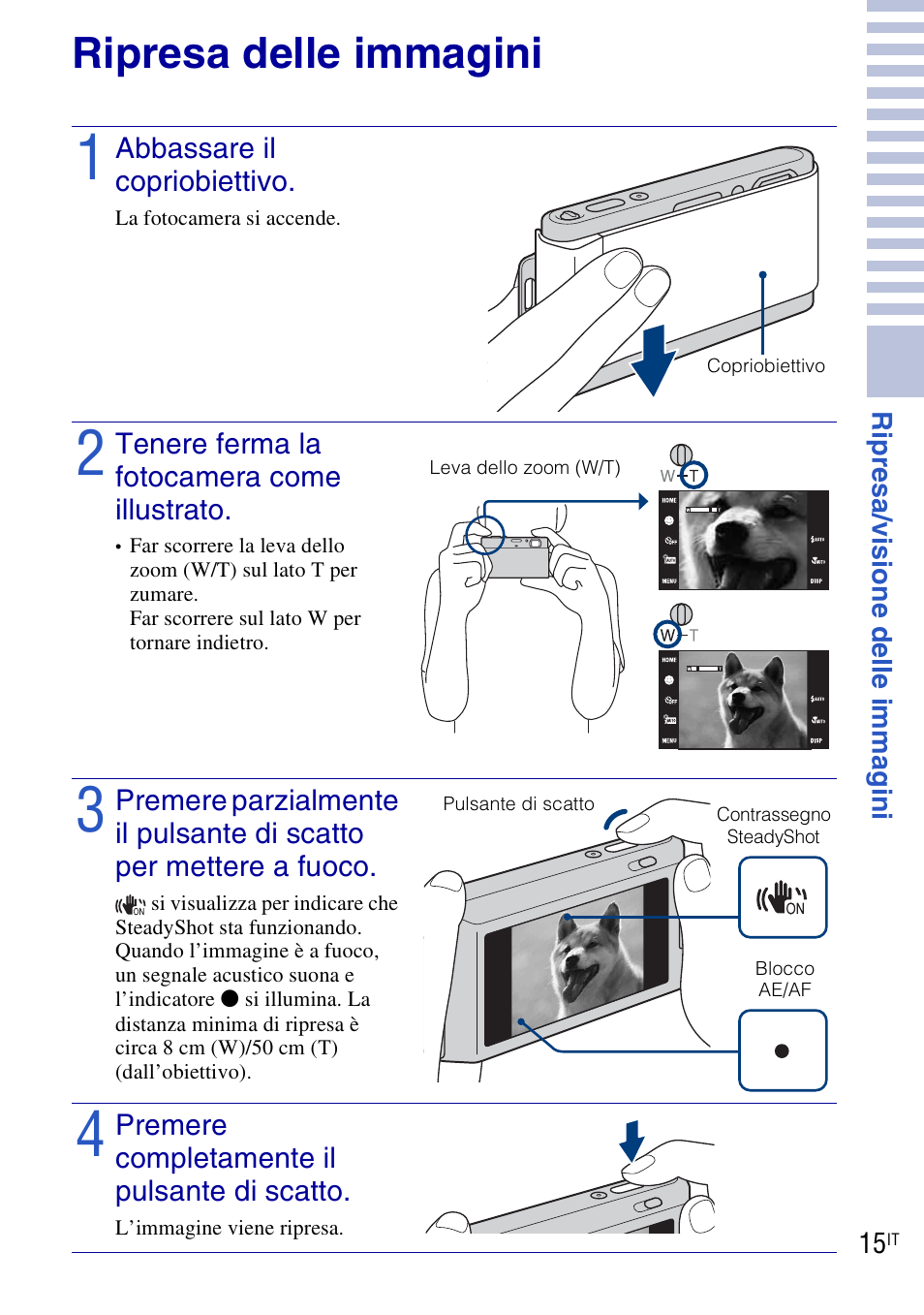 Ripresa/visione delle immagini, Ripresa delle immagini | Sony DSC-T90 User Manual | Page 77 / 120